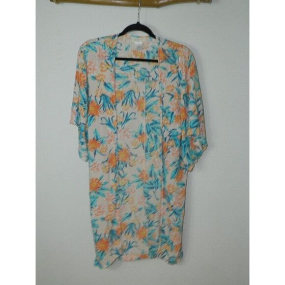 Tori Praver Beach Coverup Swimwear Seafoam Peach Turquoise Floral Size XS/S - Picture 1 of 7